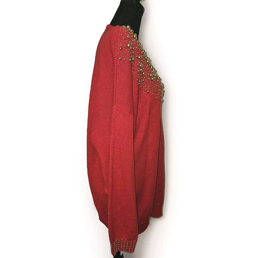NWT Vintage Victoria Women’s Size 3XL Sweater Beading Knit Red Holiday - Picture 4 of 11
